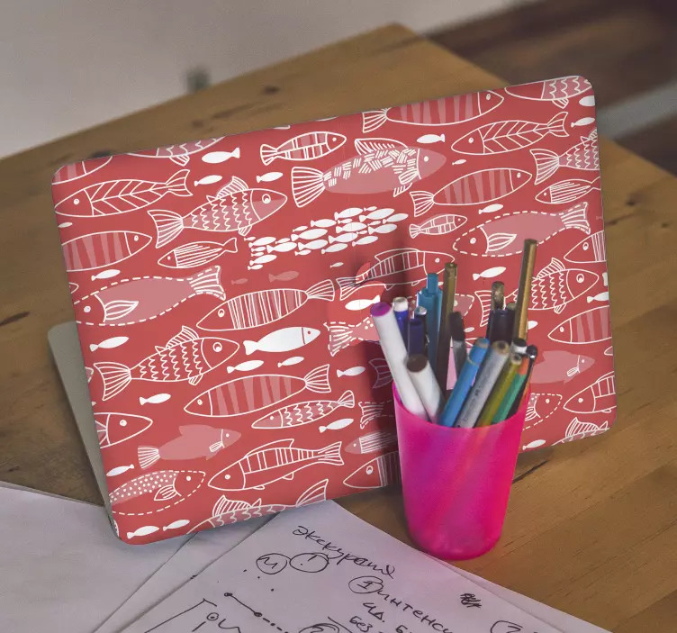 Grillig vispatroon laptop sticker - TenStickers