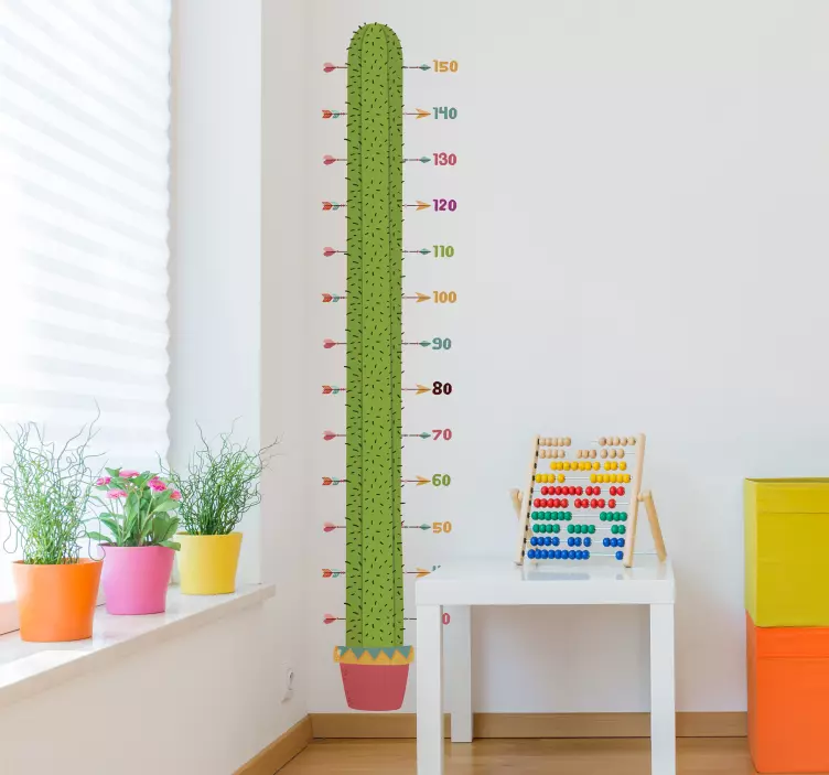 Kinder sticker cactus groeimeter - TenStickers