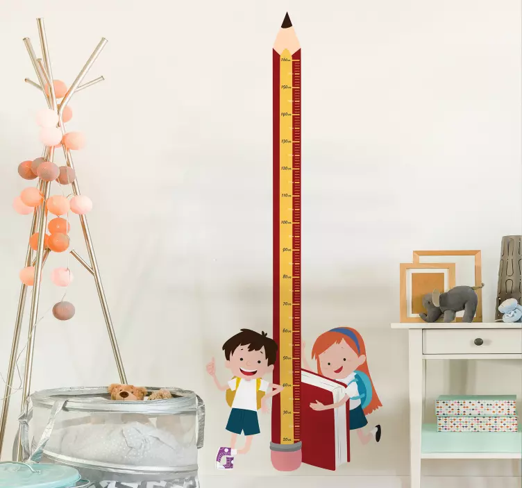 Groeimeter sticker potlood school - TenStickers