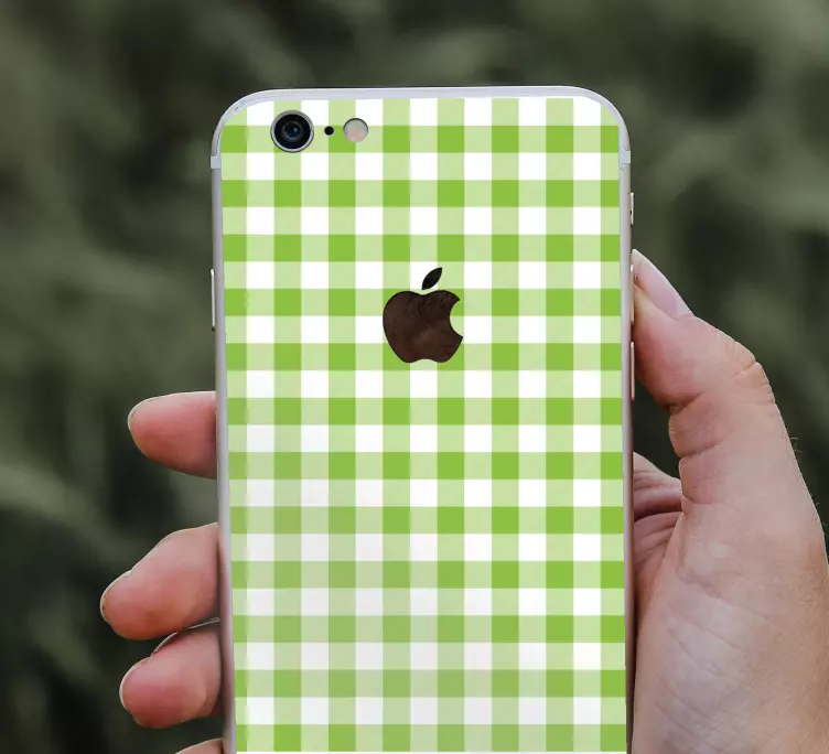 Groen ruitjespatroon iPhone sticker - TenStickers