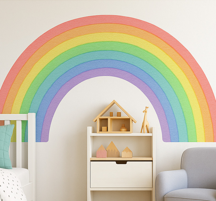Grote regenboog aquarel muursticker - TenStickers