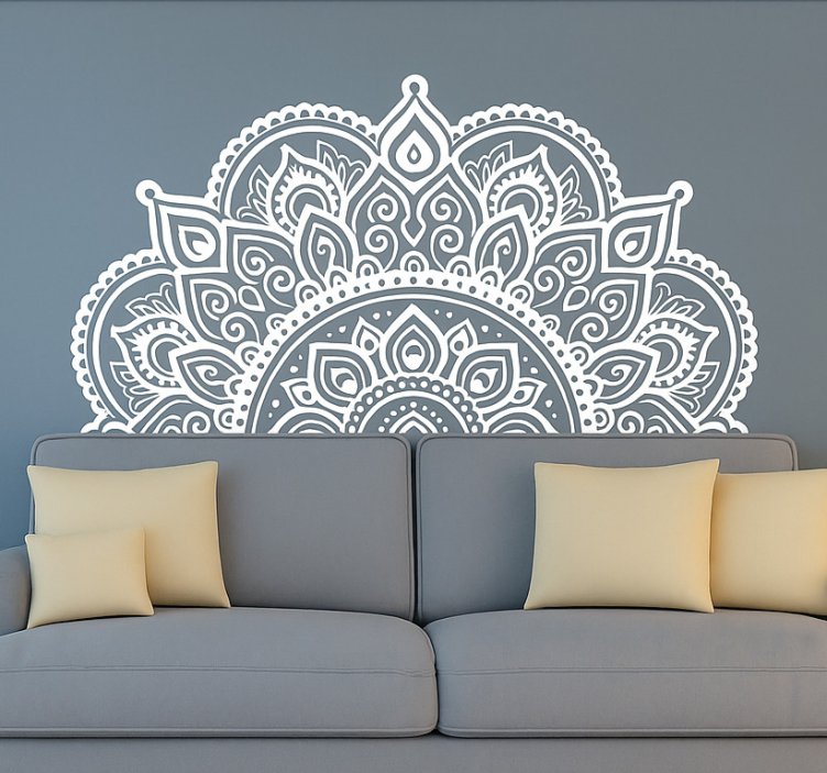 Half mandala-ontwerp woonkamer muursticker - TenStickers