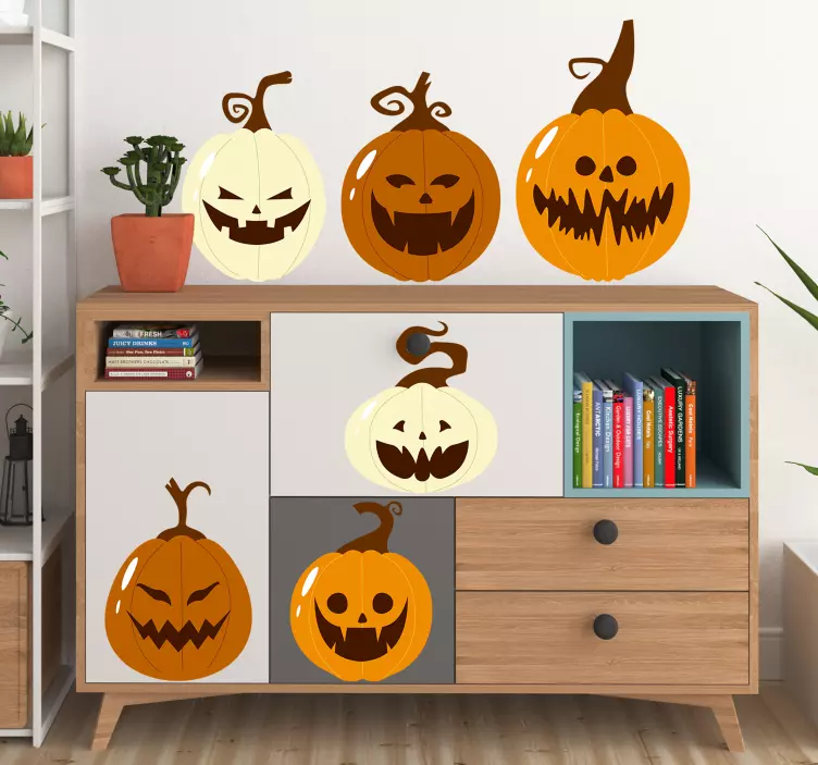 Halloween Pompoen emoties - TenStickers