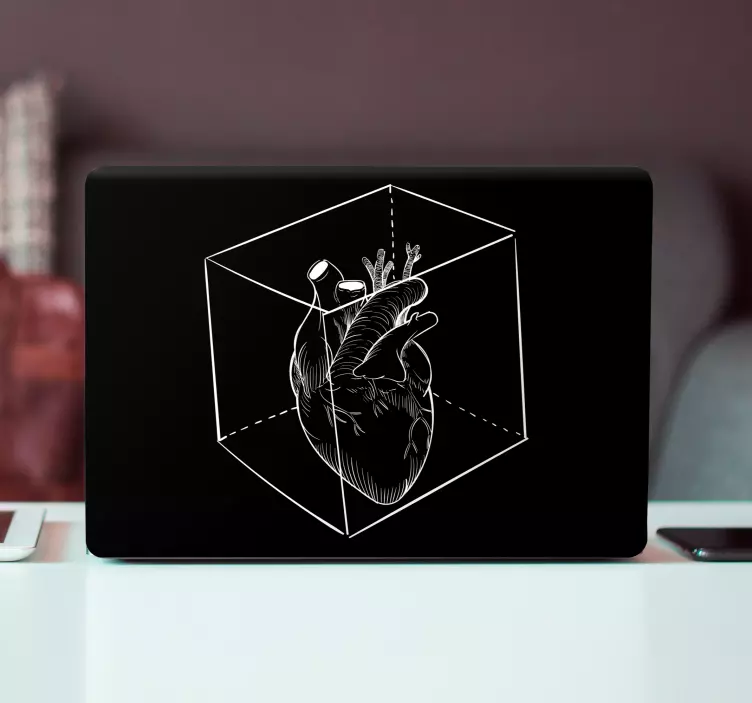 Hart in kubus laptop sticker - TenStickers