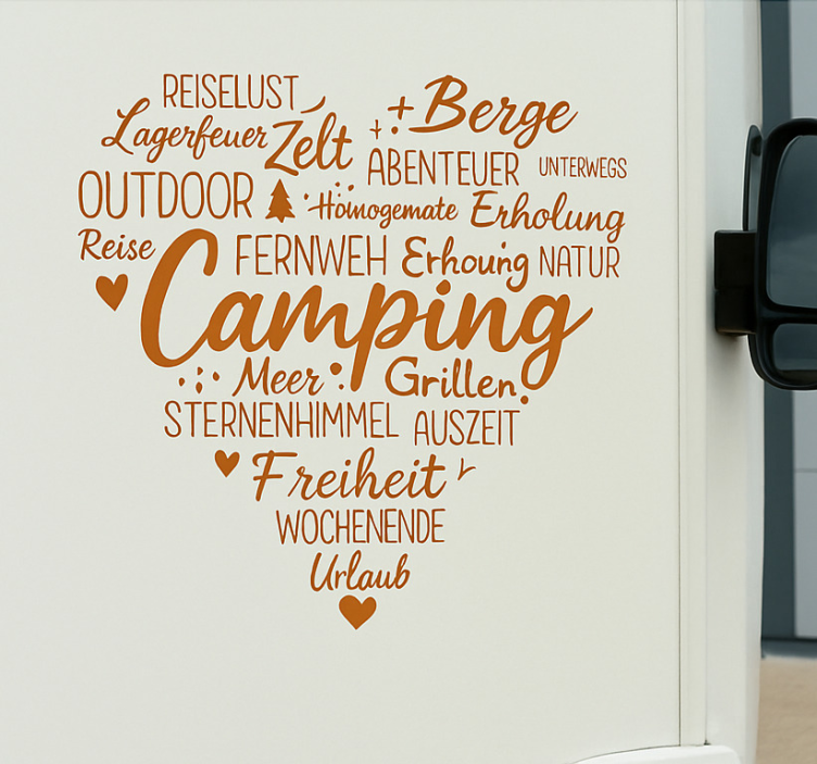 Hart kamperen woordbom caravan sticker - TenStickers