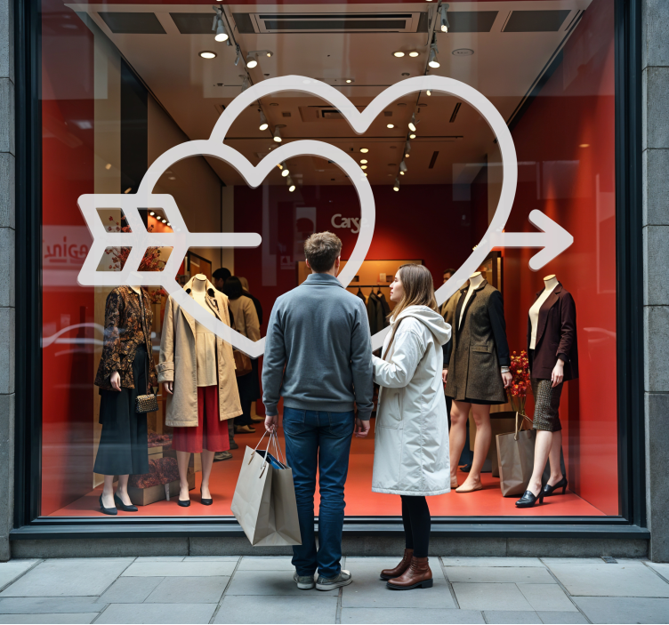 Harten en pijl valentijnsdag sticker - TenStickers