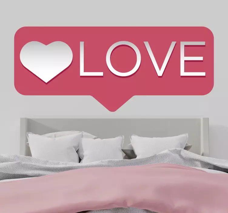 Hart met liefdesboodschap sticker bed hoofdeinde - TenStickers