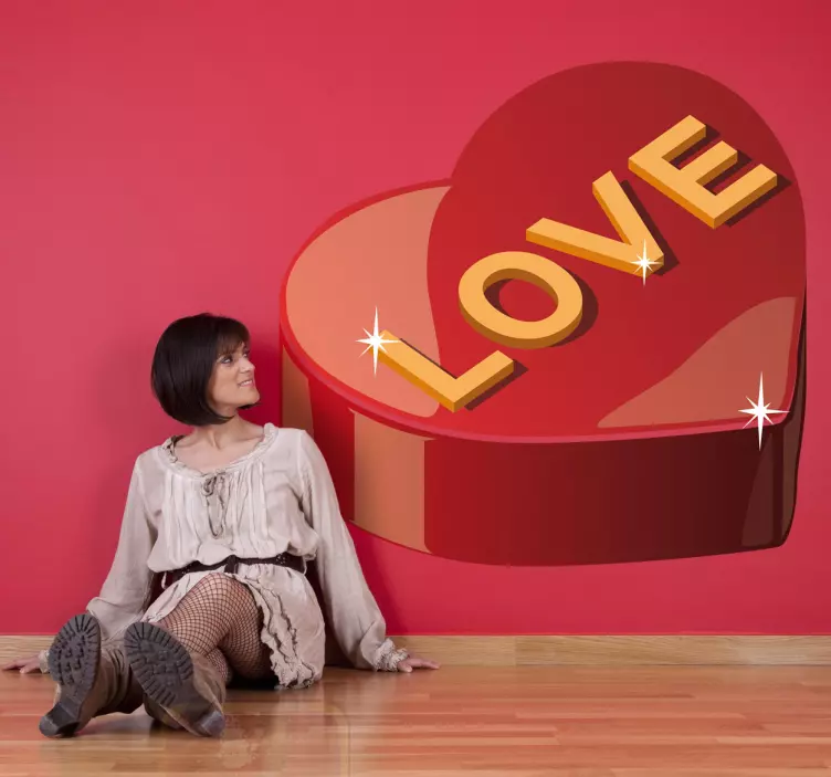 Hartvormige doos etalage sticker - TenStickers