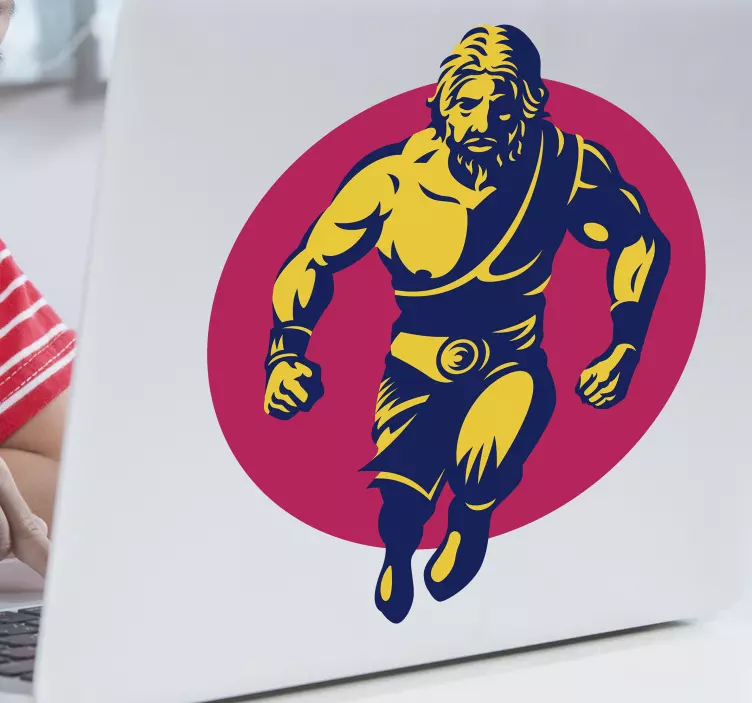 Heldhaftige figuur rennend laptop sticker - TenStickers