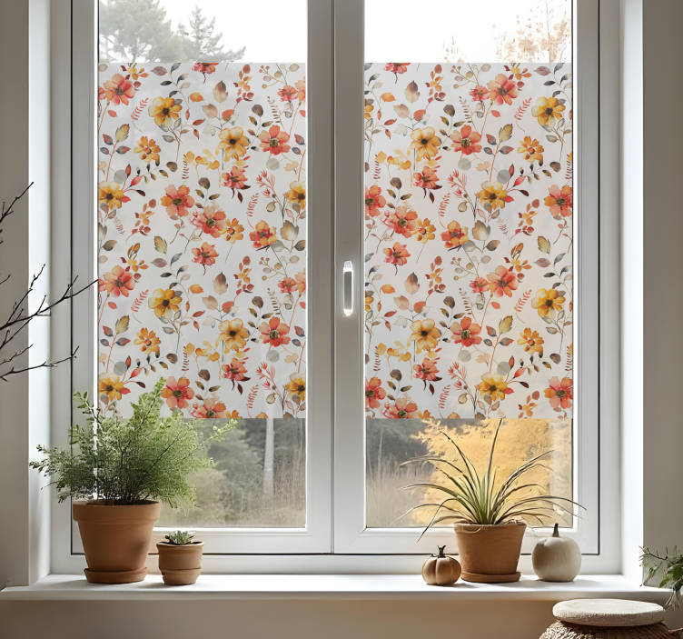 Herfstbloemen patroon Raamsticker - TenStickers