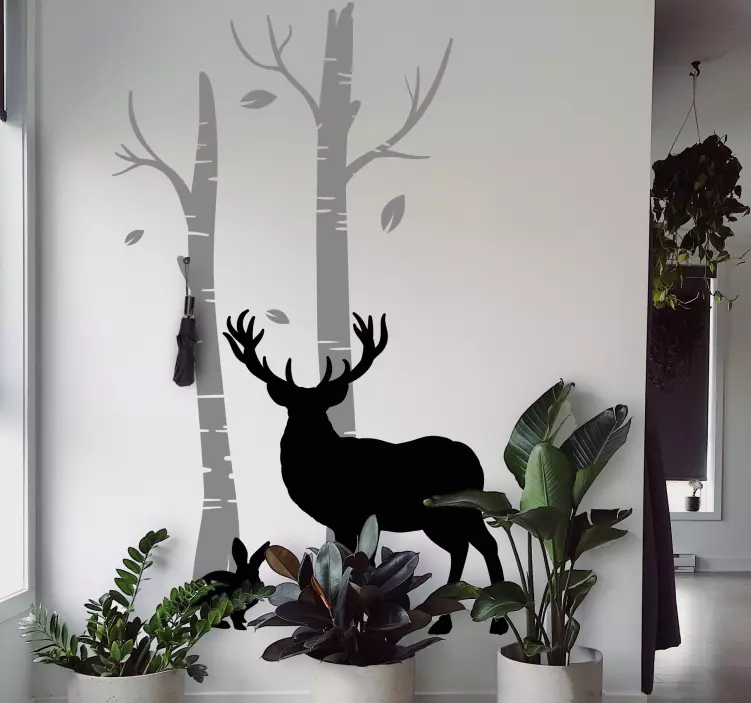 Herten bij bomen kapstok muursticker - TenStickers
