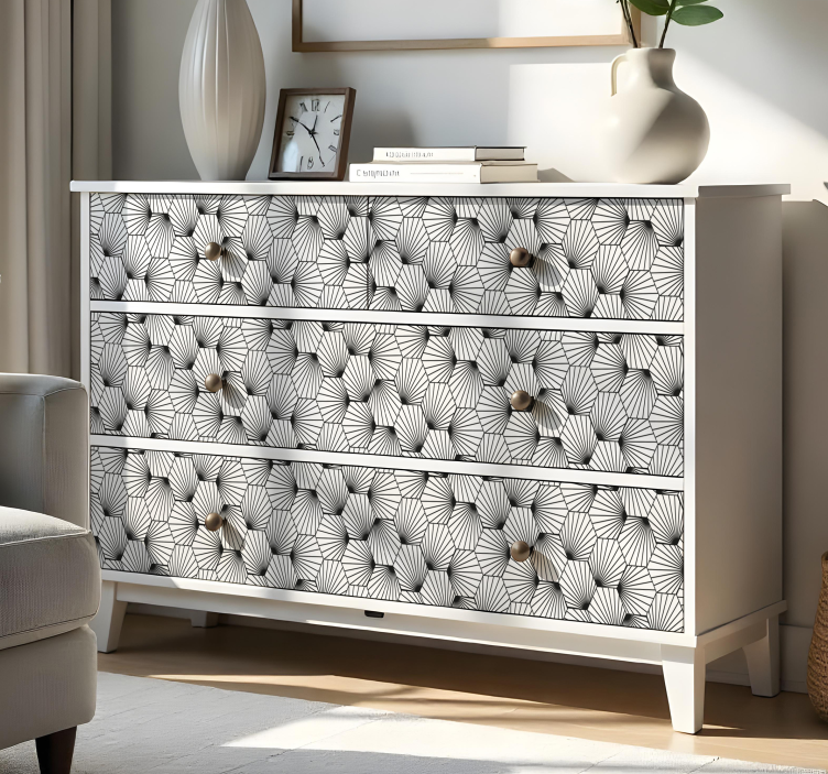 Hexagonaal patroon met lijnen meubel sticker - TenStickers