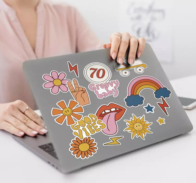 Hippie-vibes muursticker set - TenStickers