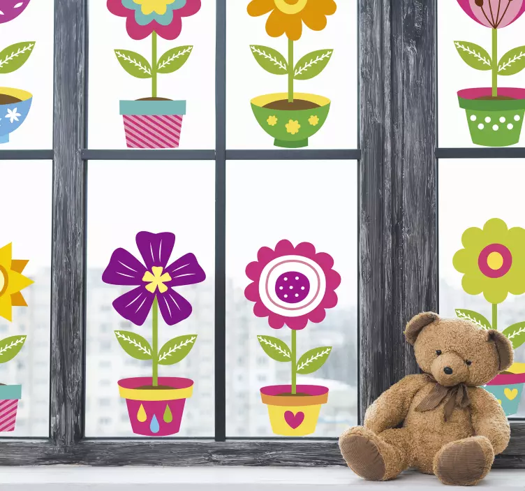 Huis bloemen zelfklevende raamsticker - TenStickers