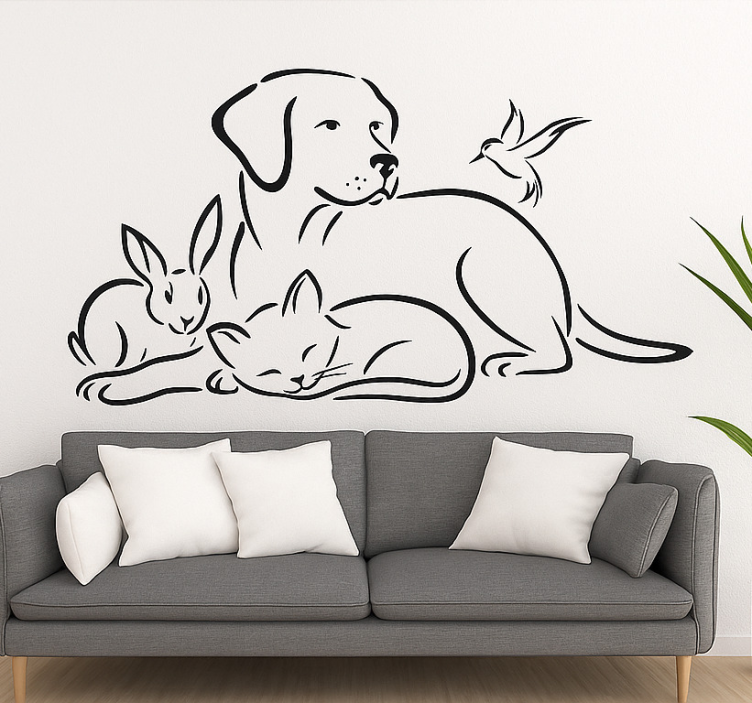 Huisdieren wanddecoratie woonkamer muursticker - TenStickers