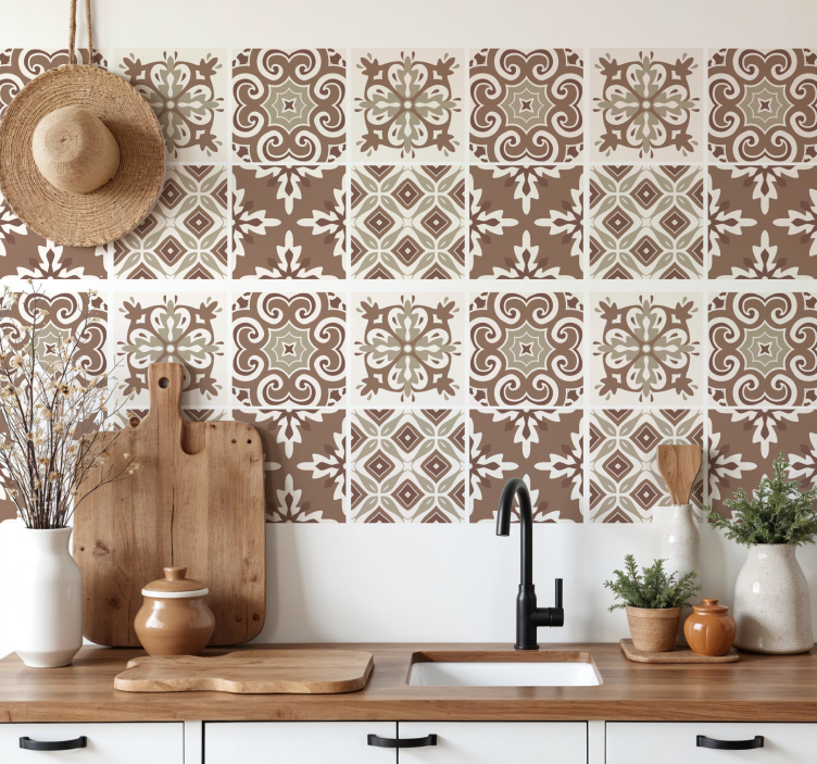 Hydraulische mocha mousse tegelsticker - TenStickers