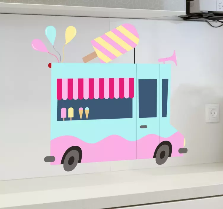 Muursticker keuken ijscoman ijwagen sticker - TenStickers