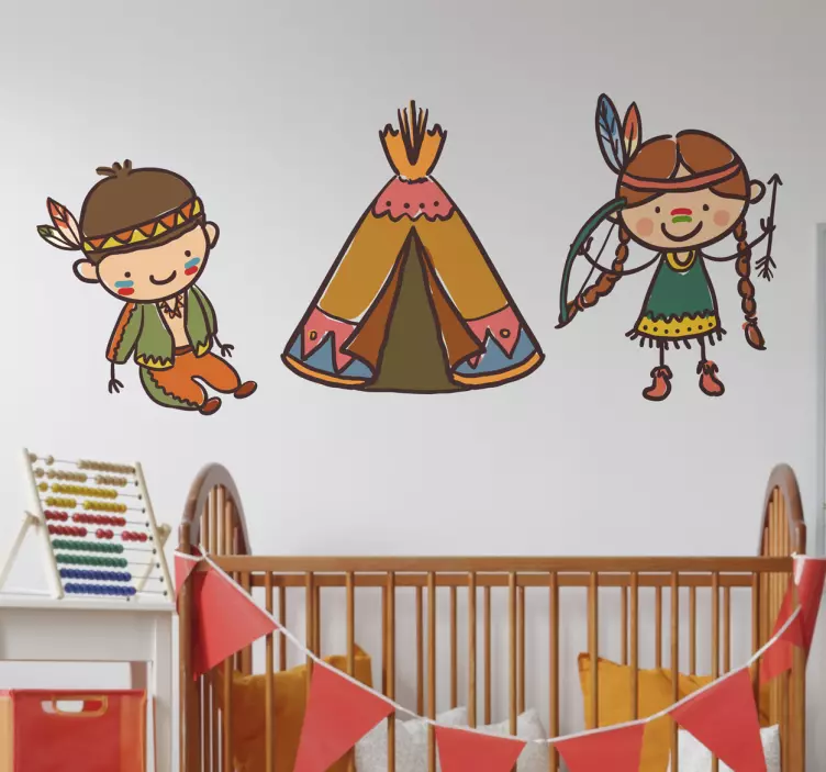 Indianen kinder sticker - TenStickers