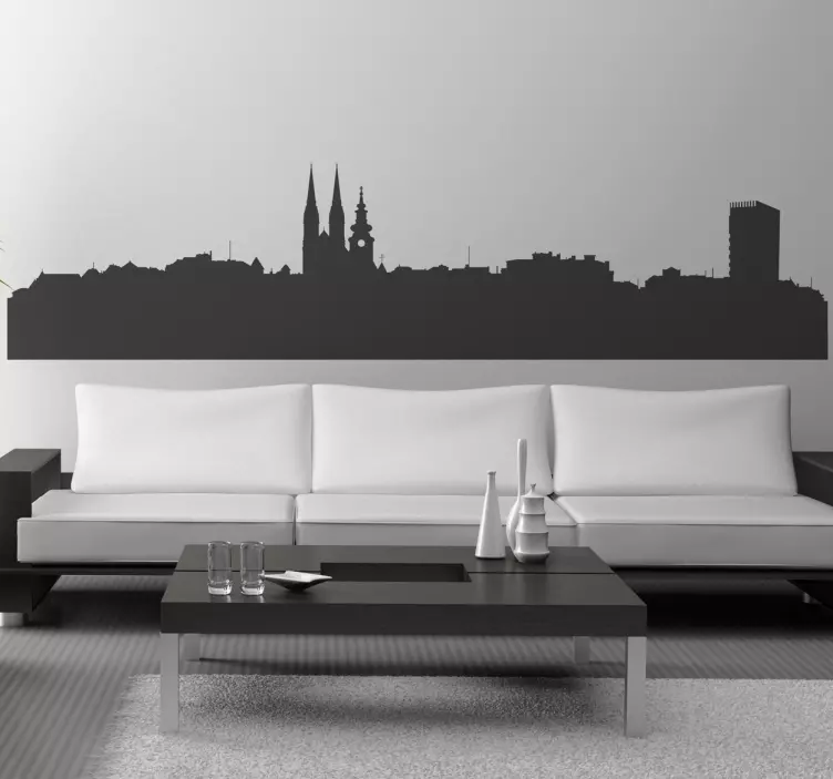 Indrukwekkende Skyline Muursticker Zagreb - TenStickers
