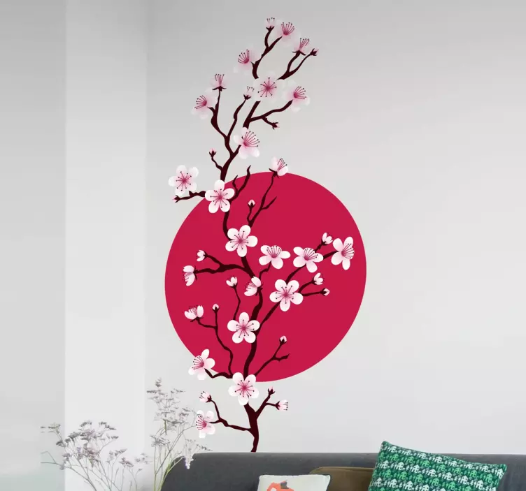 Japanse Boom Roze Muursticker - TenStickers