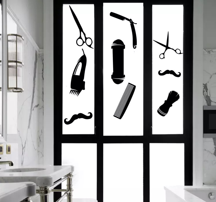 Kapper pictogrammen  zelfklevende raamrsticker - TenStickers