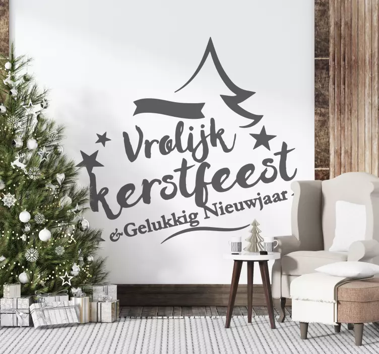 Kerst raamstickers tekst feestdagen eigen kleur - TenStickers