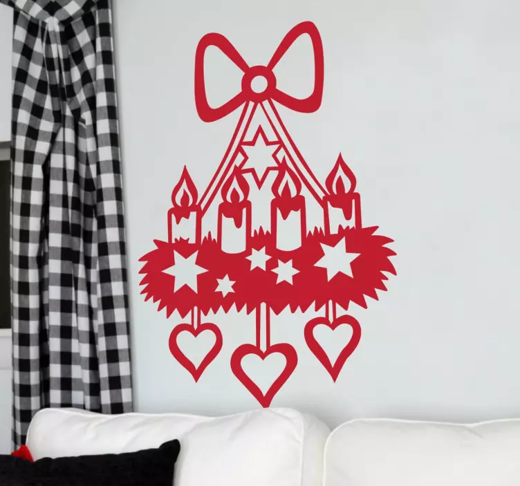 Kerst sticker kaarsen hartjes - TenStickers