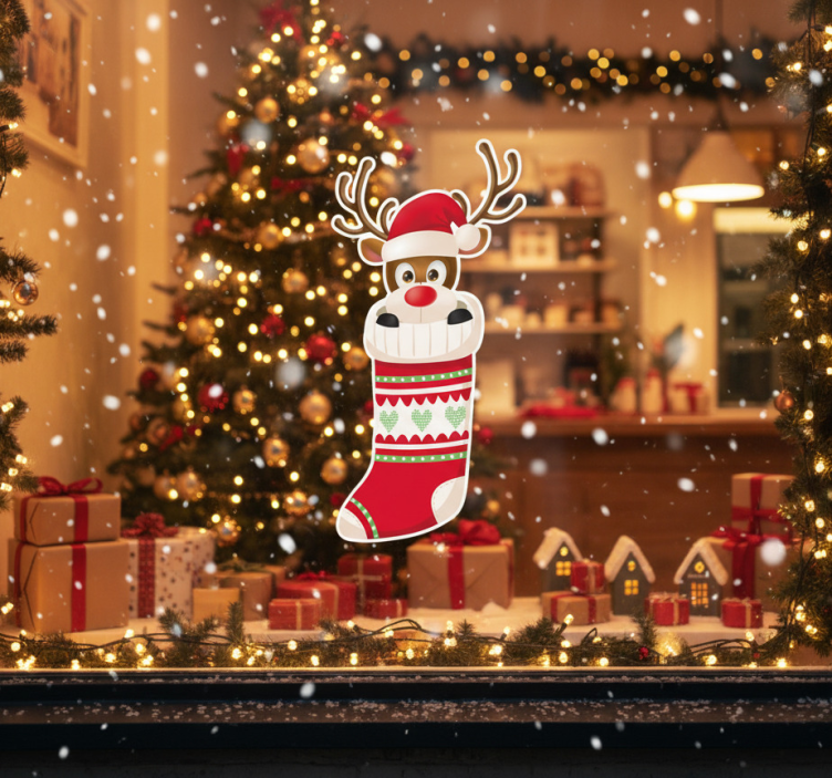 Kerst sticker rendier sok - TenStickers