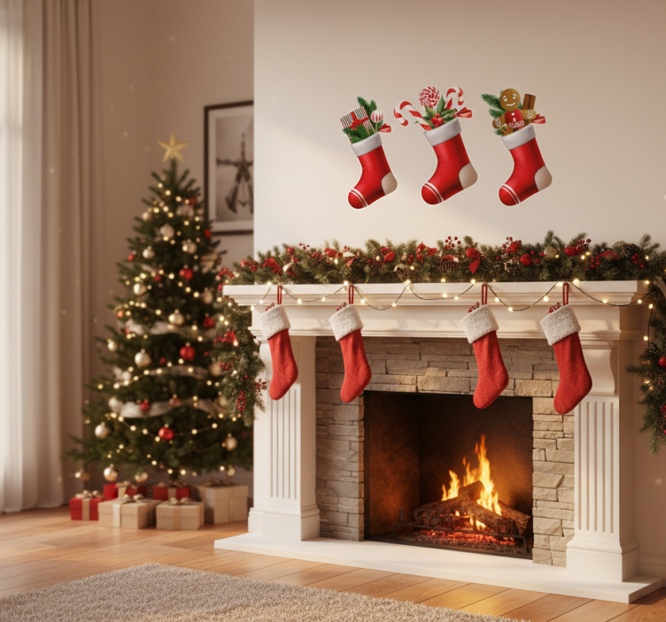 Kerst sticker voor cadeaus in de kerstkous - TenStickers