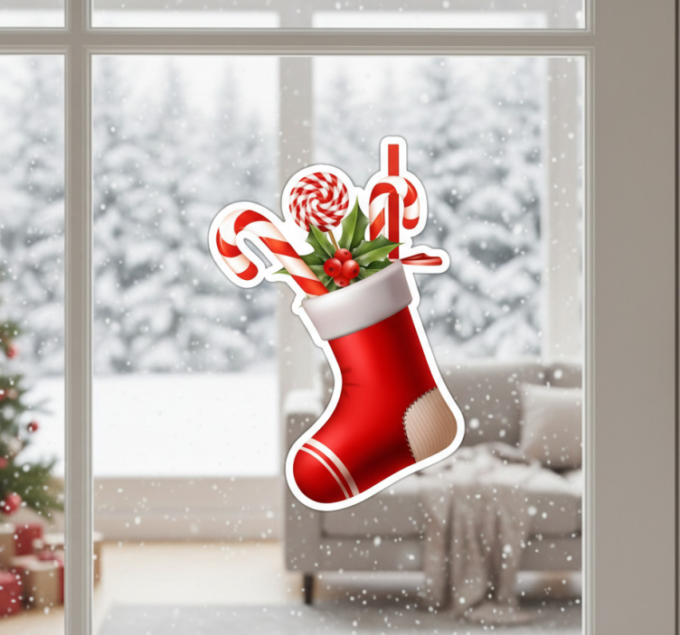 Kerst sticker voor cadeaus in de sokken - TenStickers