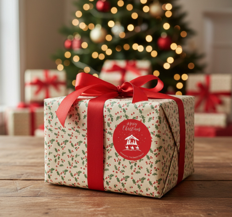 Kerst sticker voor gepersonaliseerde naam cadeau - TenStickers