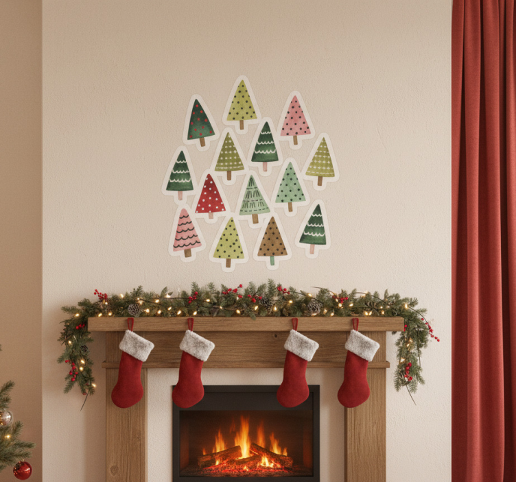 Kerst sticker waterverf kerstboom - TenStickers