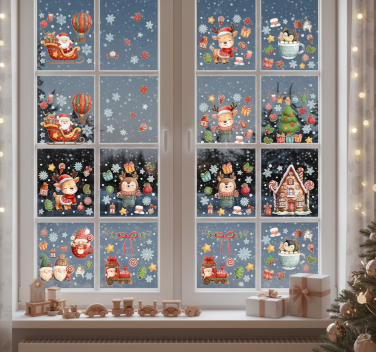 Kerst sticker winterraamdecoraties - TenStickers