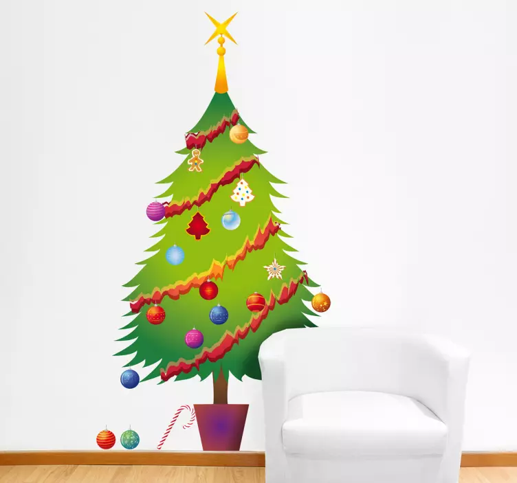 Kerstboom kerstmis sticker - TenStickers