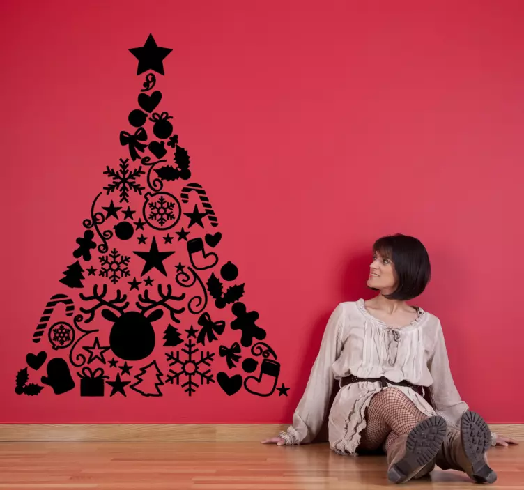 Kerstboom pyramide sticker - TenStickers