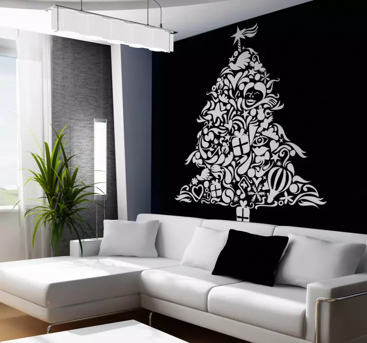 Kerstboom sierlijke sticker - TenStickers