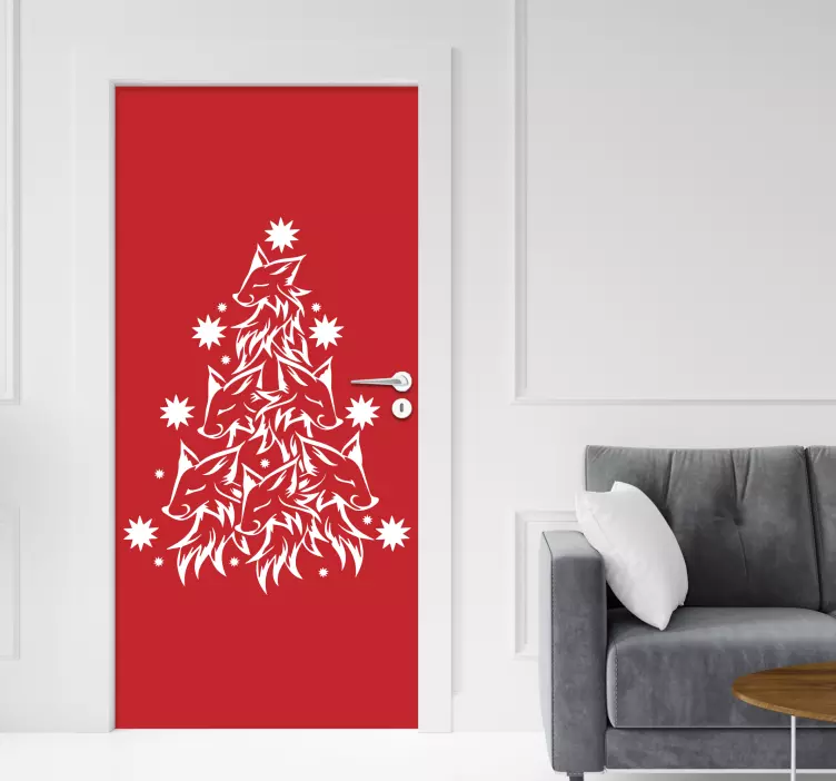 Kerst sticker kerstboom met vos - TenStickers