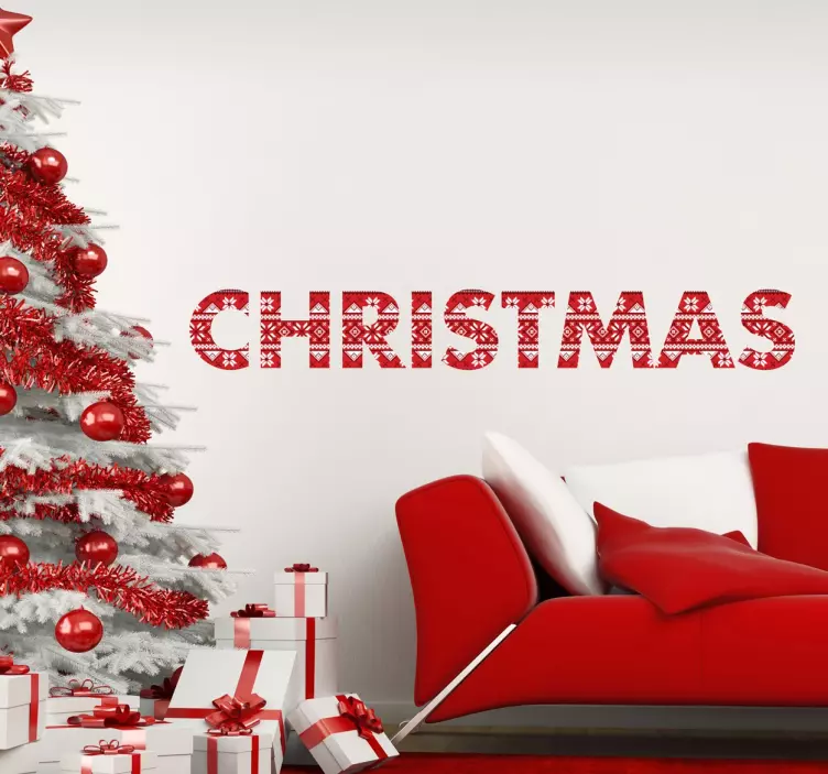 Kerstmis print tekst sticker - TenStickers