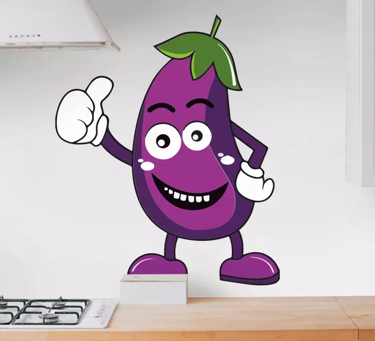 Muurstickers keuken Grappige aubergine cartoon - TenStickers