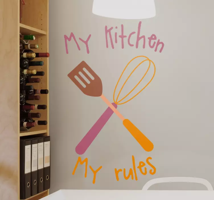 Muurstickers keuken Mijn keuken mijn regels print ontwerp - TenStickers