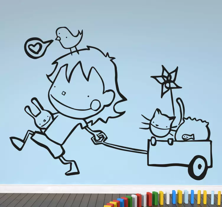 Kinderen huisdieren sticker - TenStickers