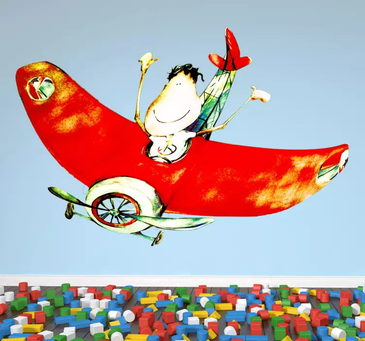 Kinderen vliegen vliegtuig sticker - TenStickers