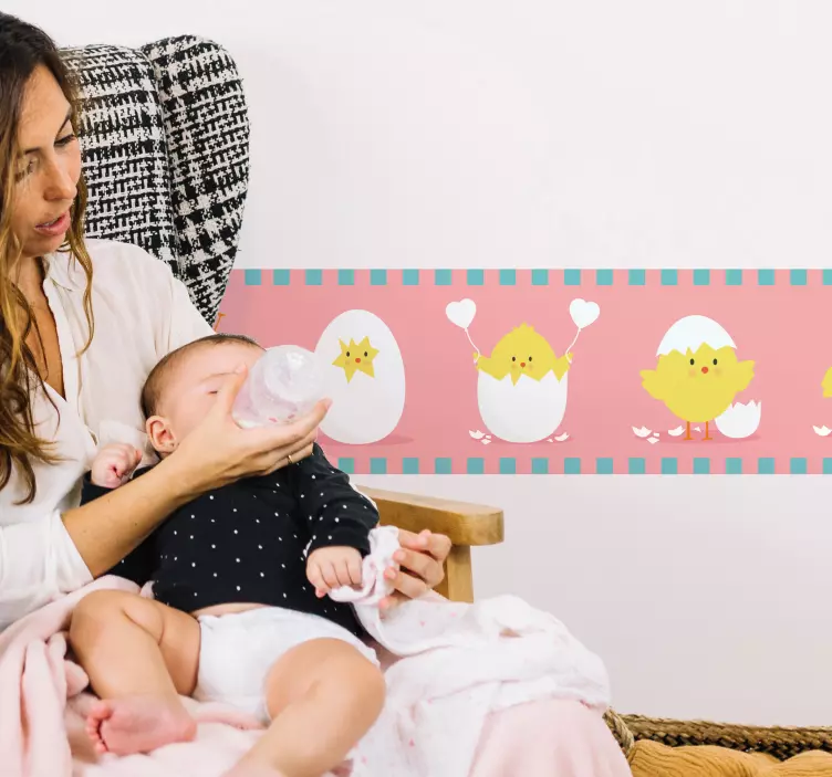 Kinderkamer stickerrand kuiken - TenStickers