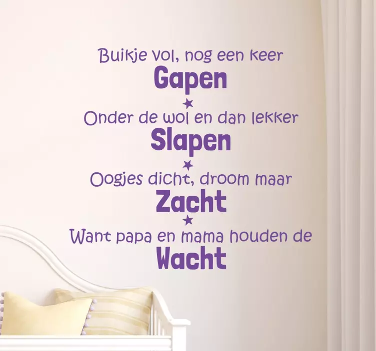 Kinderkamer tekst slapen baby muursticker - TenStickers