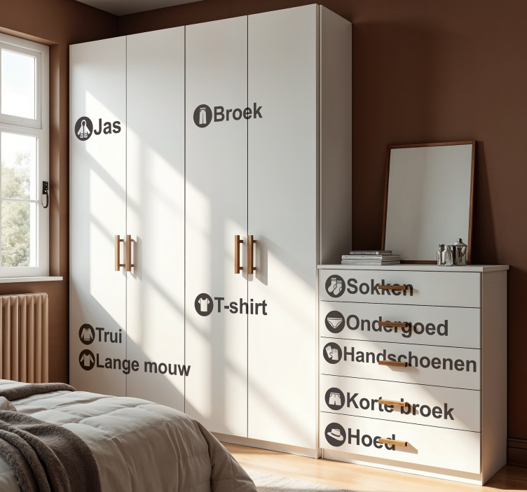 Kleding elementen in het nederlands kast stickers - TenStickers