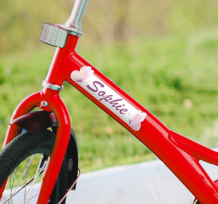 Kleine vlinders met naam fiets sticker - TenStickers