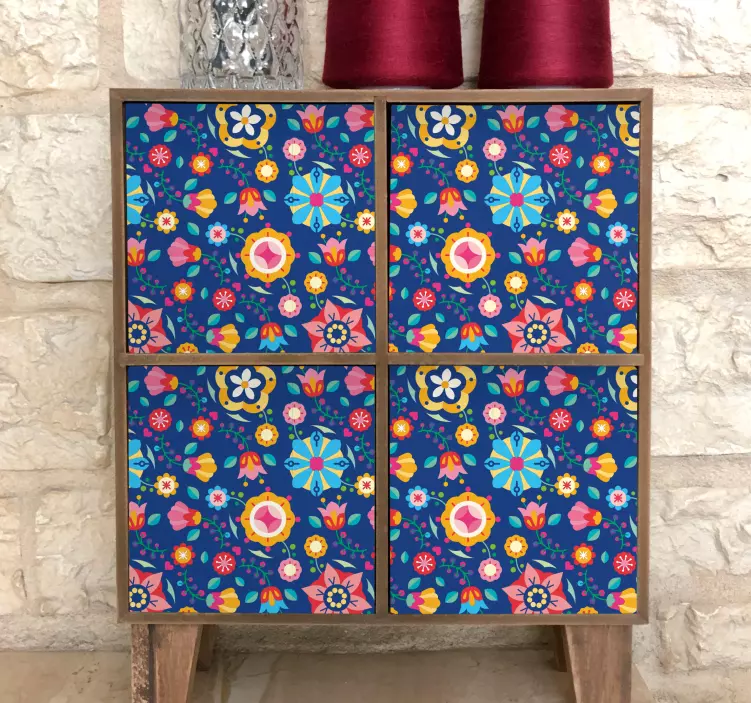 Kleurrijk bloemenpatroon decoratie sticker - TenStickers