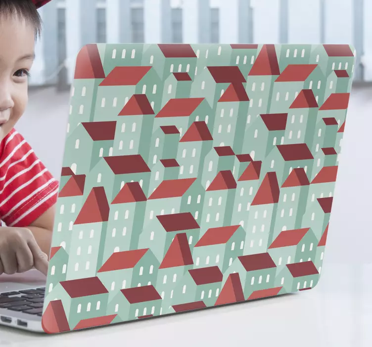 Kleurrijk huispatroon laptop sticker - TenStickers