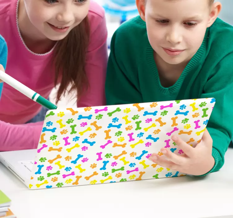 Kleurrijk pootafdrukpatroon laptop sticker - TenStickers