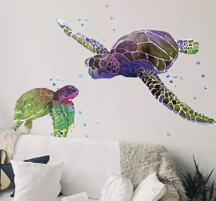 Kleurrijke abstracte schildpadden dieren muursticker - TenStickers